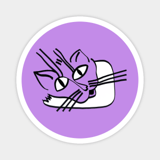 Resting Cat on his Elbow on Soft Purple Magnet
